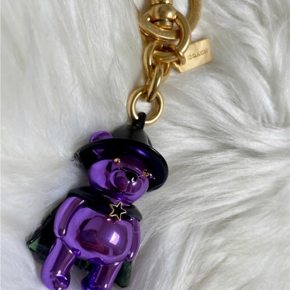 NWT Coach Halloween Witch Bear Charm In Purple with packaging - Picture 4 of 11
